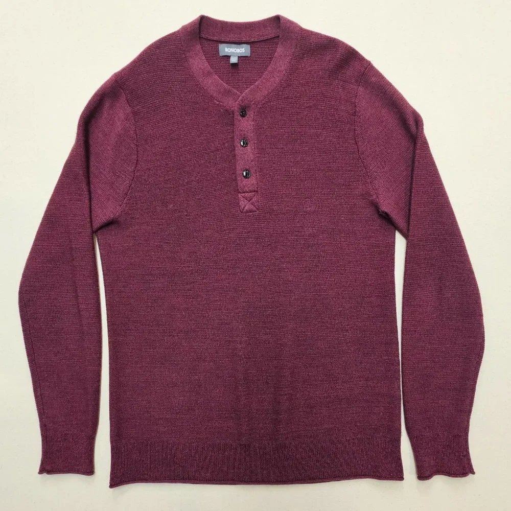 Bonobos Extra Fine Merino Wool Henley Sweater Slim Fit L